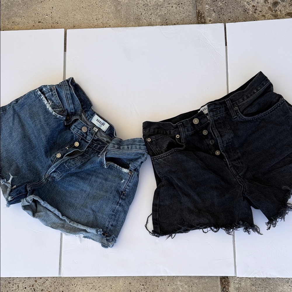 Agolde Blue and Black Jean Shorts
